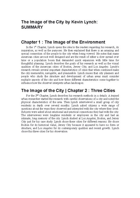 kevin lynch image of the city summary|Year 100 – 1960: The Image of the City by Kevin Lynch.